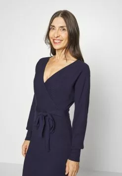 Anna Field Robe Fourreau à Encolure V et Ceinture - Mini Robe en Maille - Bleu Foncé -Anna Field Soldes 15ce62b8c63b40c0864cdec8b251219d