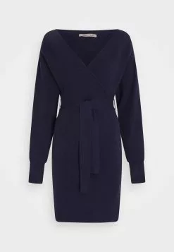 Anna Field Robe Fourreau à Encolure V et Ceinture - Mini Robe en Maille - Bleu Foncé -Anna Field Soldes 1d7c577ba881440b83d34cee1185bf25